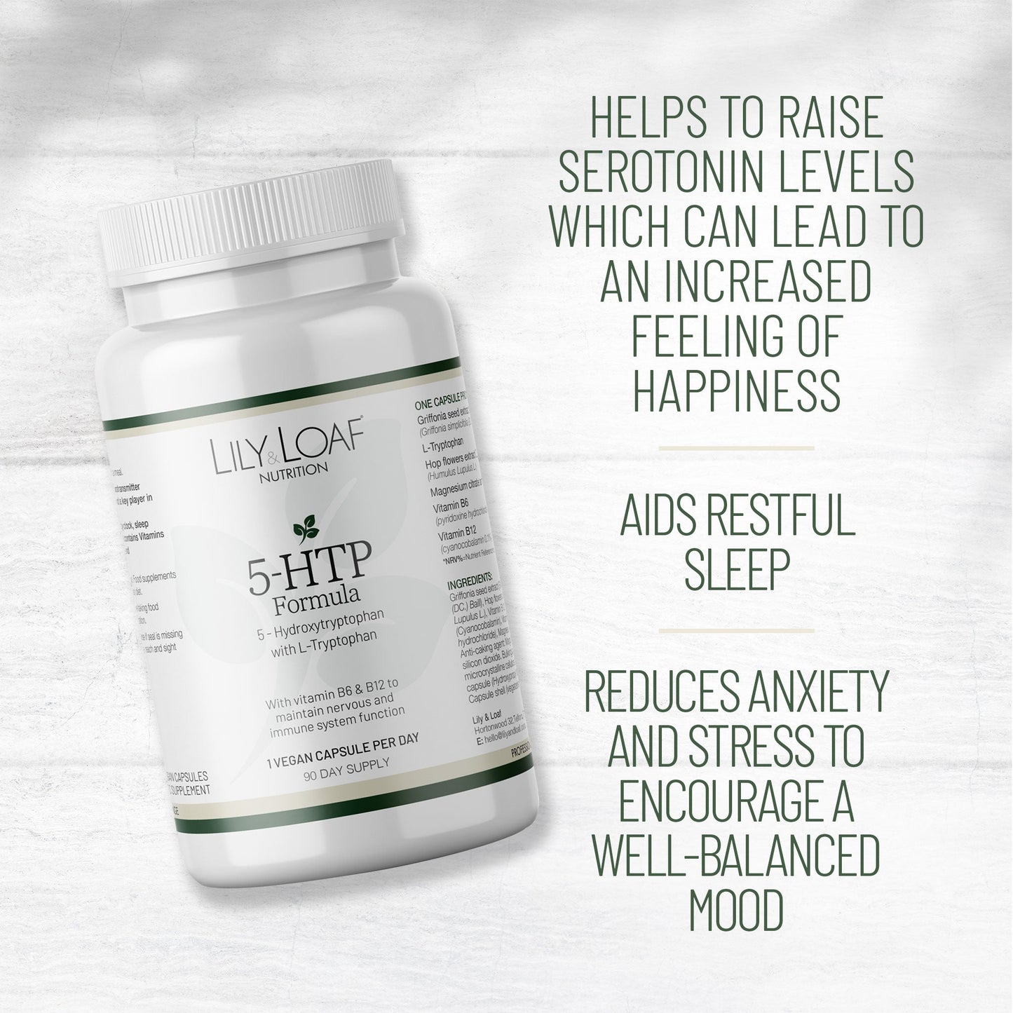 5-HTP, reduces stress & anxiety, aids restful sleep | Lily & Loaf