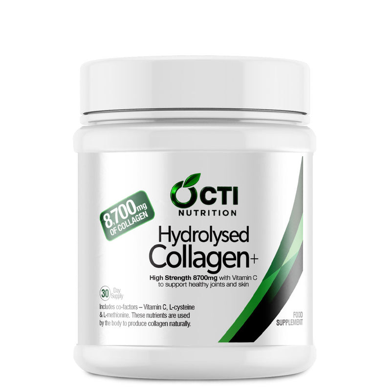 OCTI Nutrition Hydrolysed Collagen+ supplement container on a white background