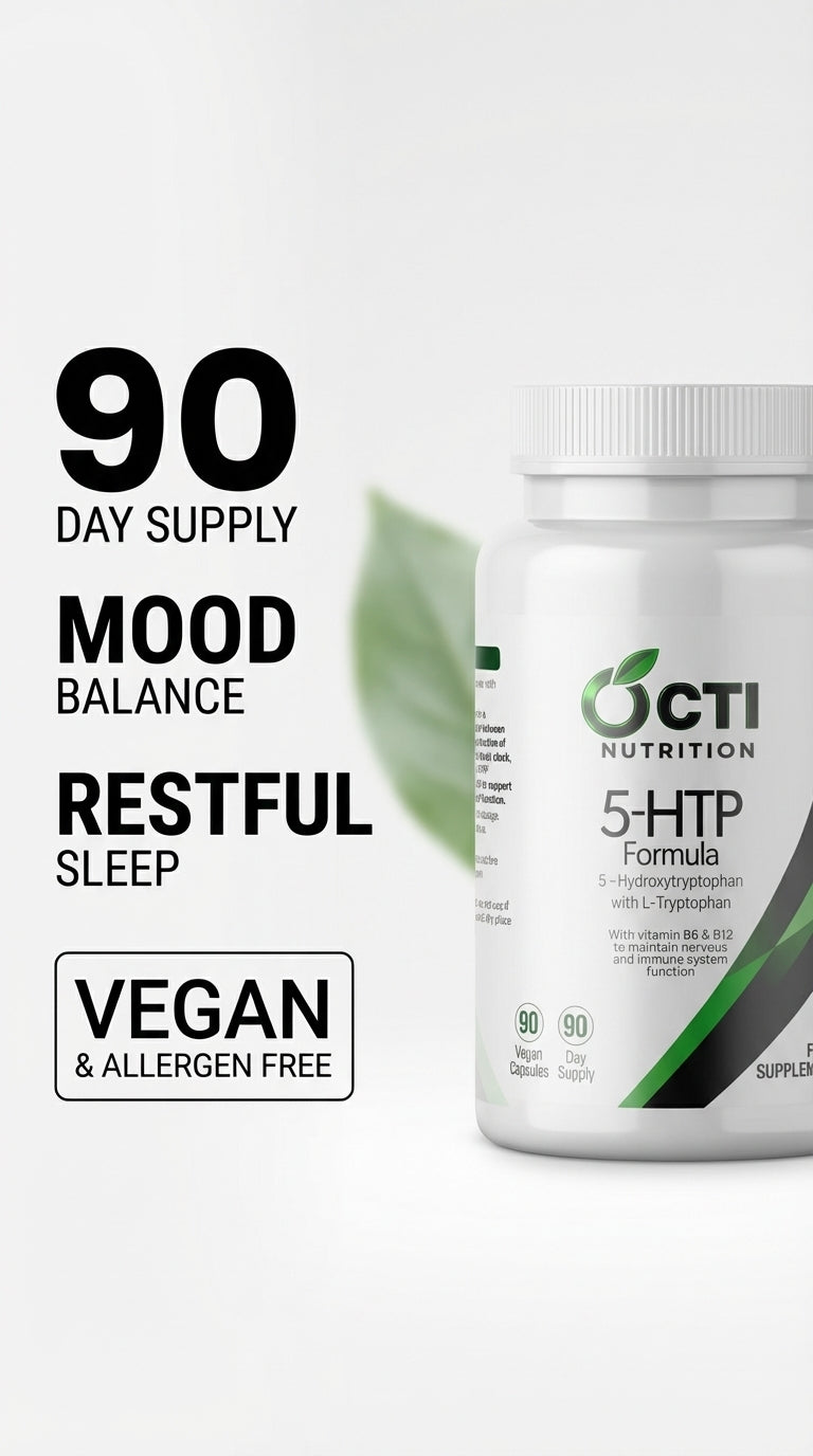 Supplement bottle labeled 'Octi Nutrition' with text highlighting benefits on a white background