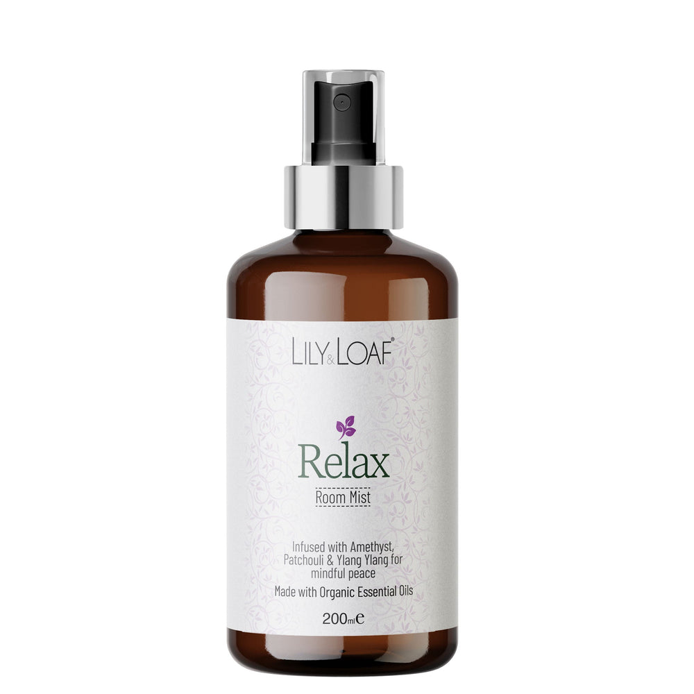 Lily Loaf Relax Room Mist bottle on a white background
