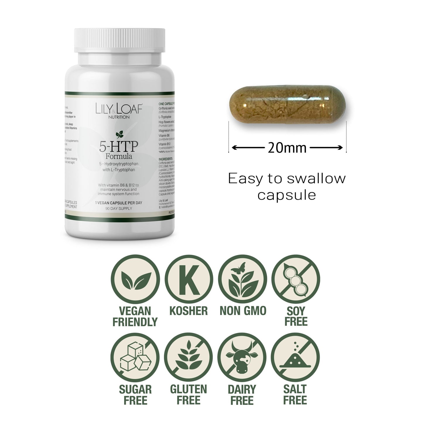 5-HTP, reduces stress & anxiety, aids restful sleep | Lily & Loaf
