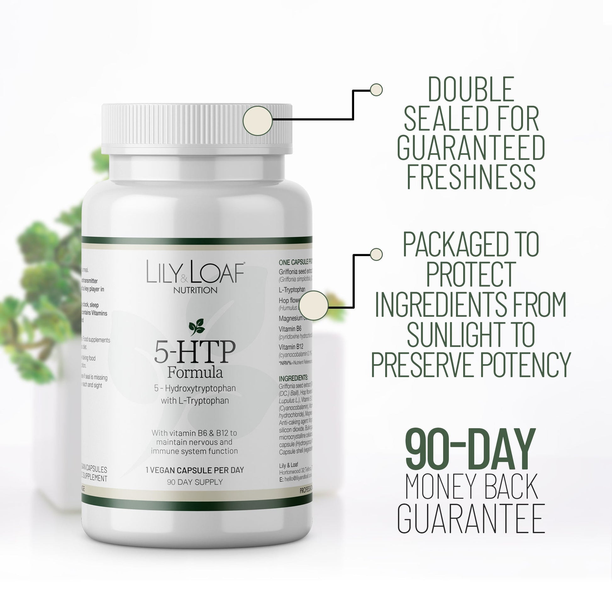 5-HTP, reduces stress & anxiety, aids restful sleep | Lily & Loaf