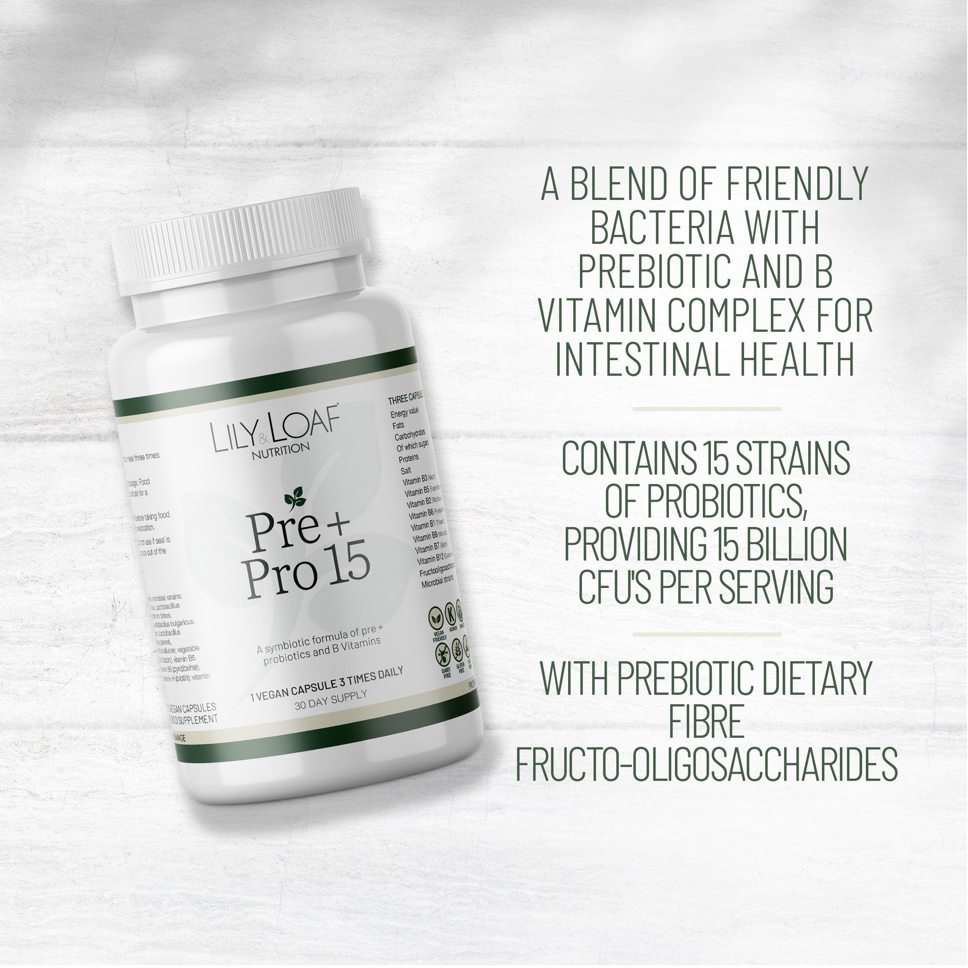 Prebiotic & Probiotic with B-Vitamins intestinal | Lily & Loaf