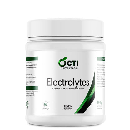 OCTI Nutrition Electrolytes supplement container on a white background