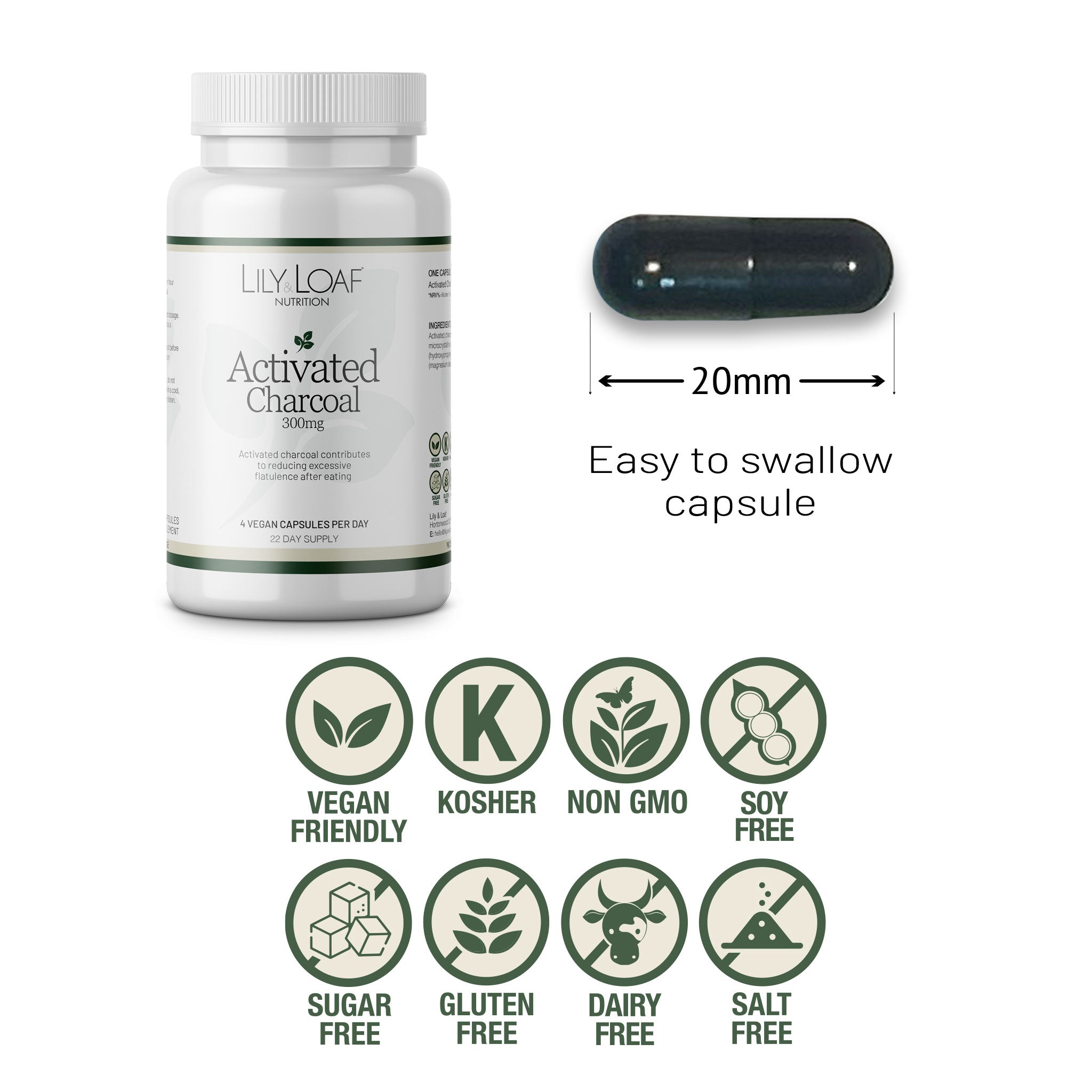 Activated Charcoal, gas, flatulence, digestion | Lily & Loaf