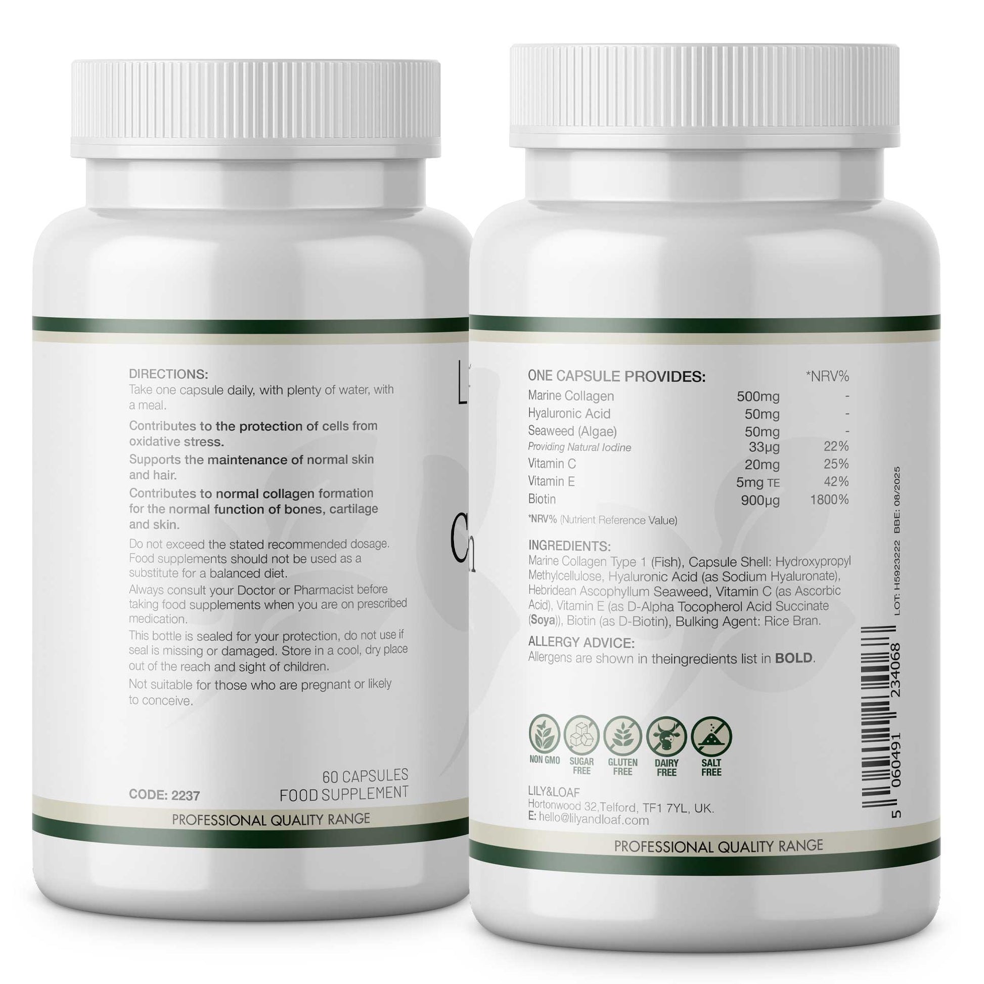 Marine collagen, Hyaluronic acid, vitamins A & C | Lily & Loaf