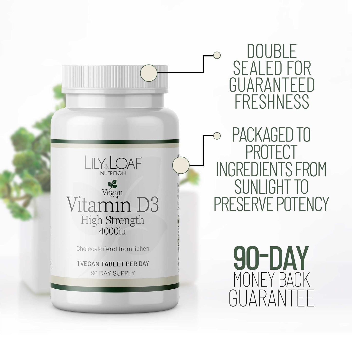 Vitamin D3 High Strength, Vegan 4000iu, bone, Teeth 