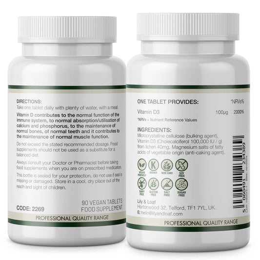 Vitamin D3 High Strength, Vegan 4000iu, bone, Teeth 
