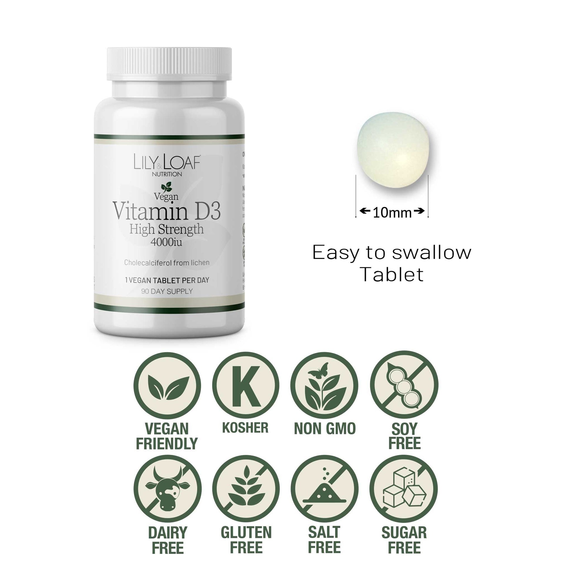 Vitamin D3 High Strength, Vegan 4000iu, bone, Teeth 